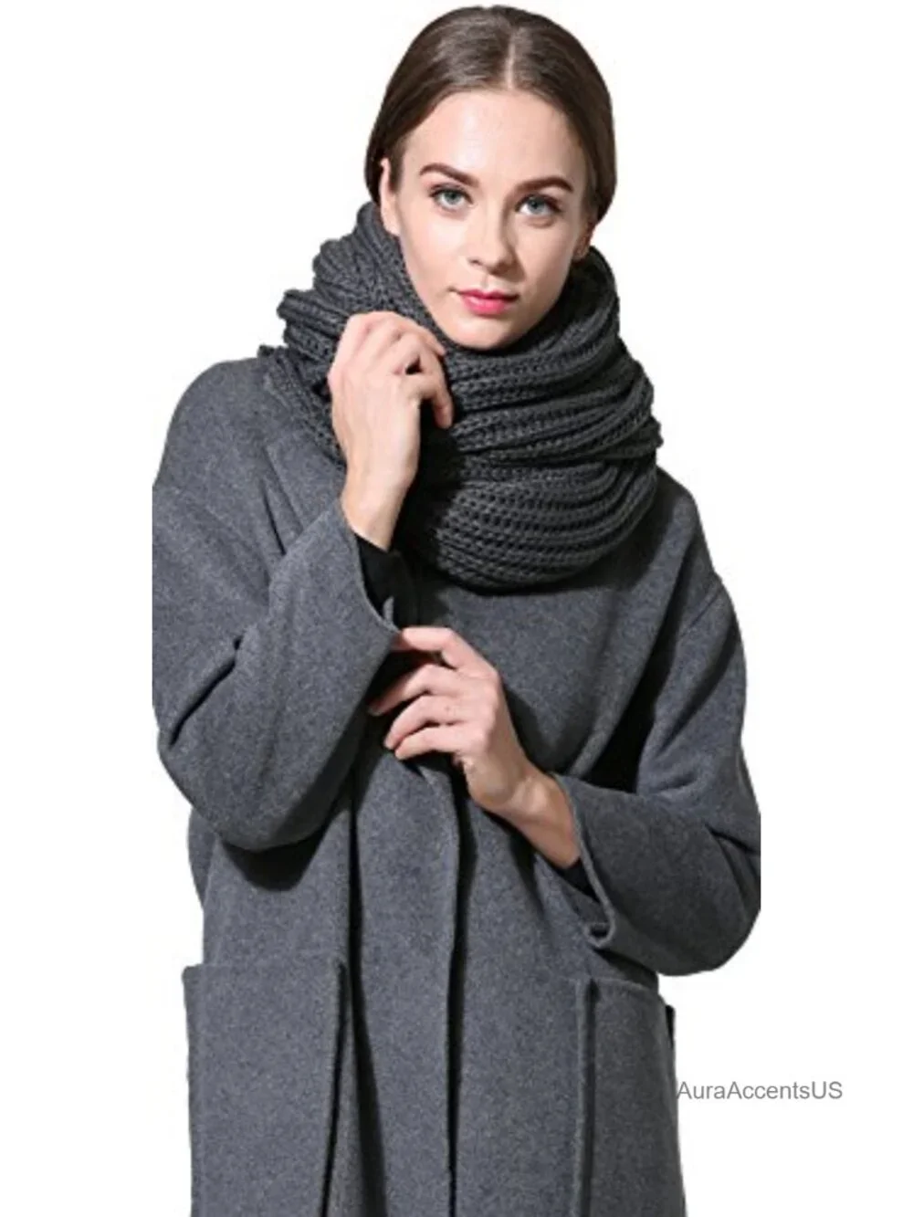 Chunky Cable Knit Acrylic Wrap Scarf Women Men Winter Warm